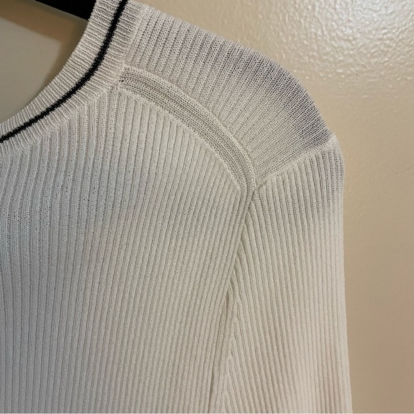 360 Sweater V-Neck Ribbed Varsity Sweater Size L Italian yarn - Picture 4 of 9